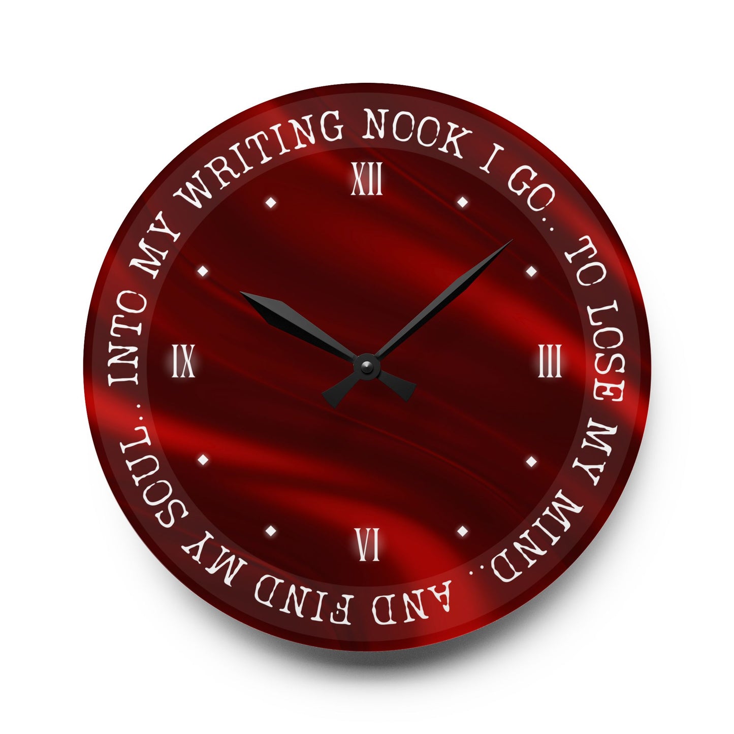 "Into My Writing Nook" Red Wall Clock