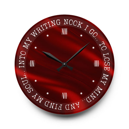 "Into My Writing Nook" Red Wall Clock