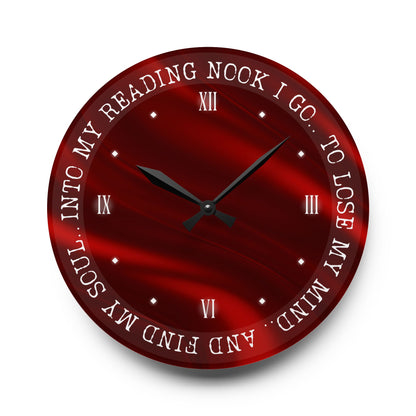 "Into My Reading Nook" Red Wall Clock