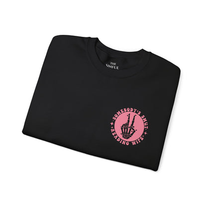 "Somebody's Smut Reading Wife" Pink Letter Crewneck