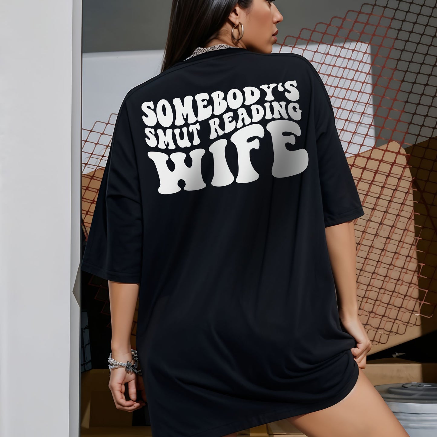 "Somebody's Smut Reading Wife" White Letter Softstyle Tee