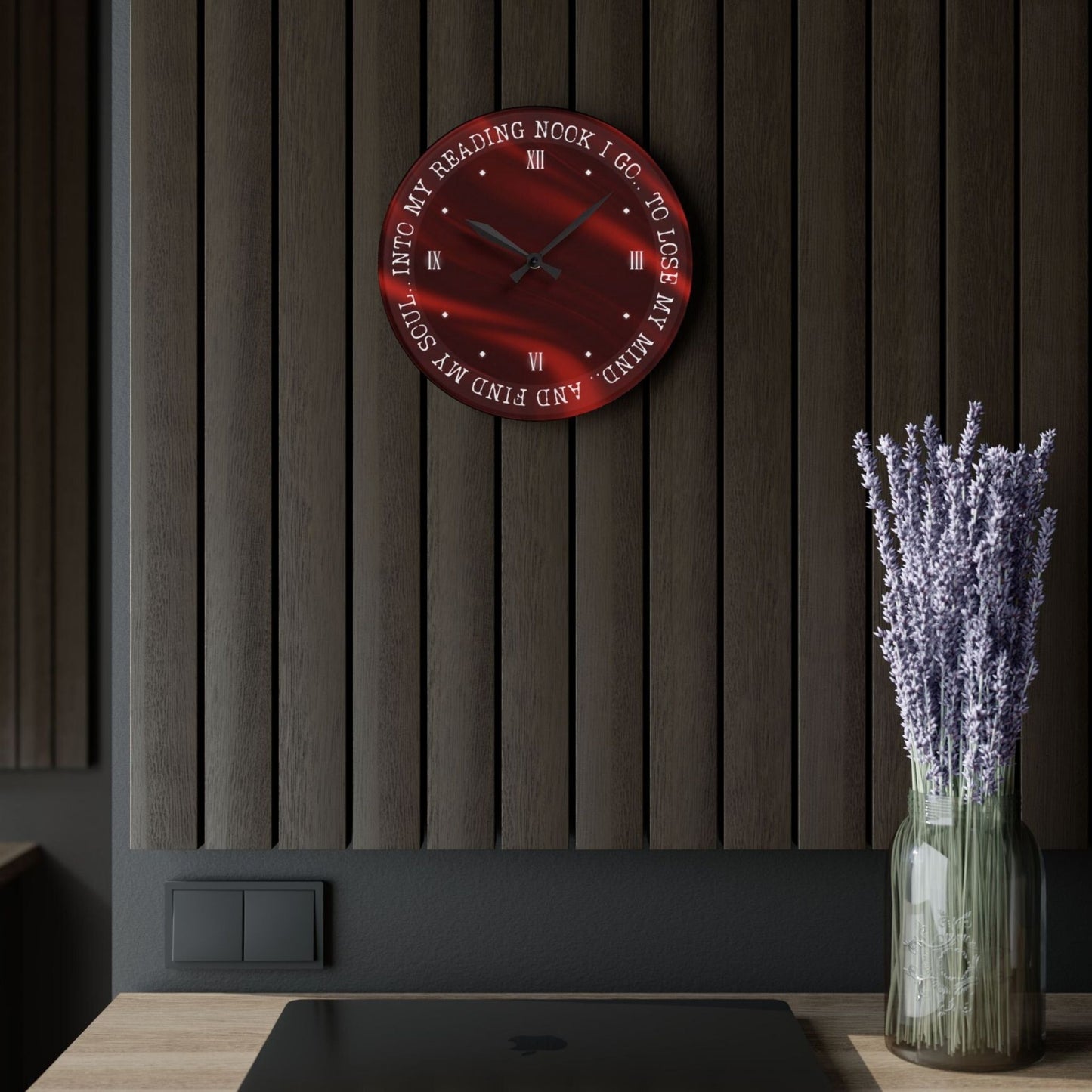 "Into My Reading Nook" Red Wall Clock