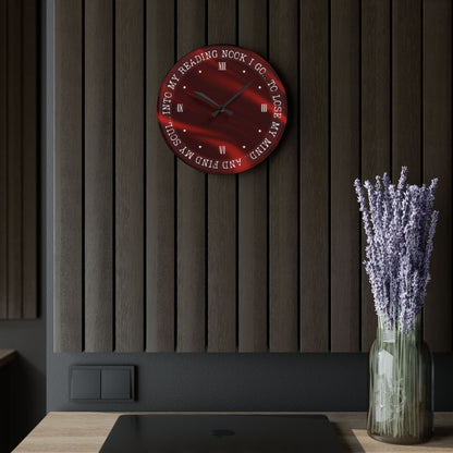 "Into My Reading Nook" Red Wall Clock