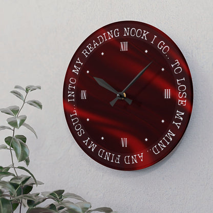 "Into My Reading Nook" Red Wall Clock