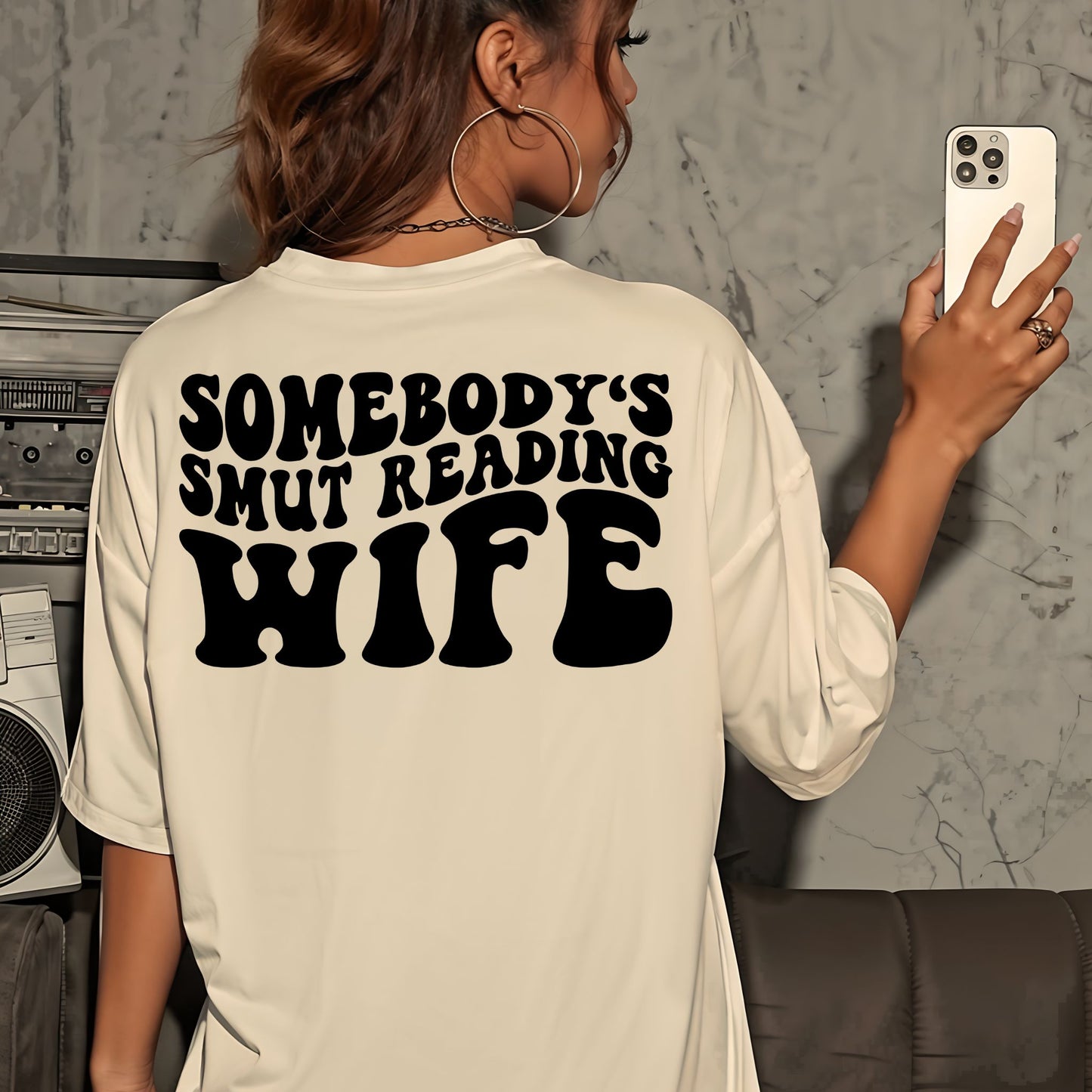 "Somebody's Smut Reading Wife" Black Letter Softstyle Tee