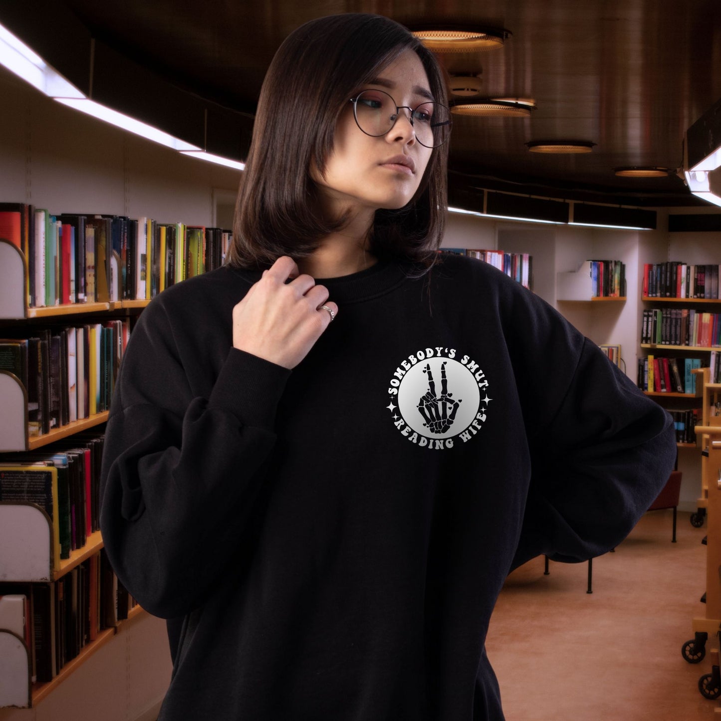 "Somebody's Smut Reading Wife" White Letter Crewneck