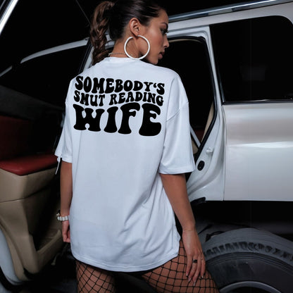 "Somebody's Smut Reading Wife" Black Letter Softstyle Tee